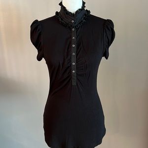 Short sleeve ruffle neck top